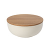 Serving bowl with oak cutting board 25 cm pacifica creme