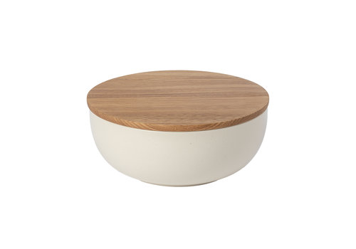  Serving bowl with oak cutting board 25 cm pacifica creme 