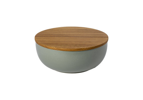  Serving bowl with oak cutting board 25 cm pacifica green 