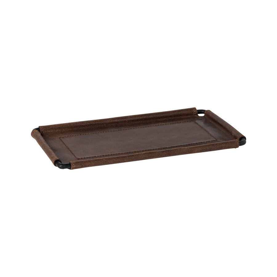 Leather rect. tray 25 cm