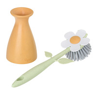 Florganic orange dishwashing brush with vase