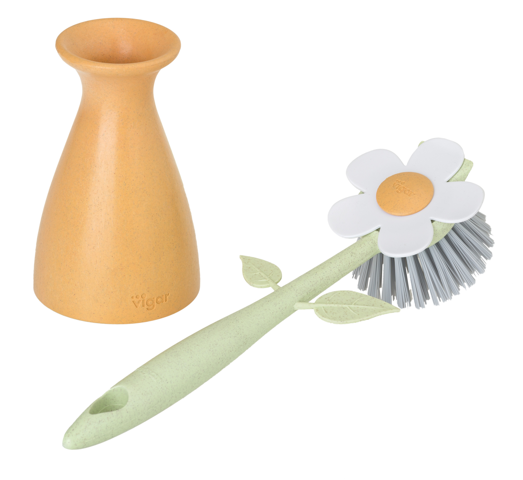 Florganic orange dishwashing brush with vase - Kitchen Trend