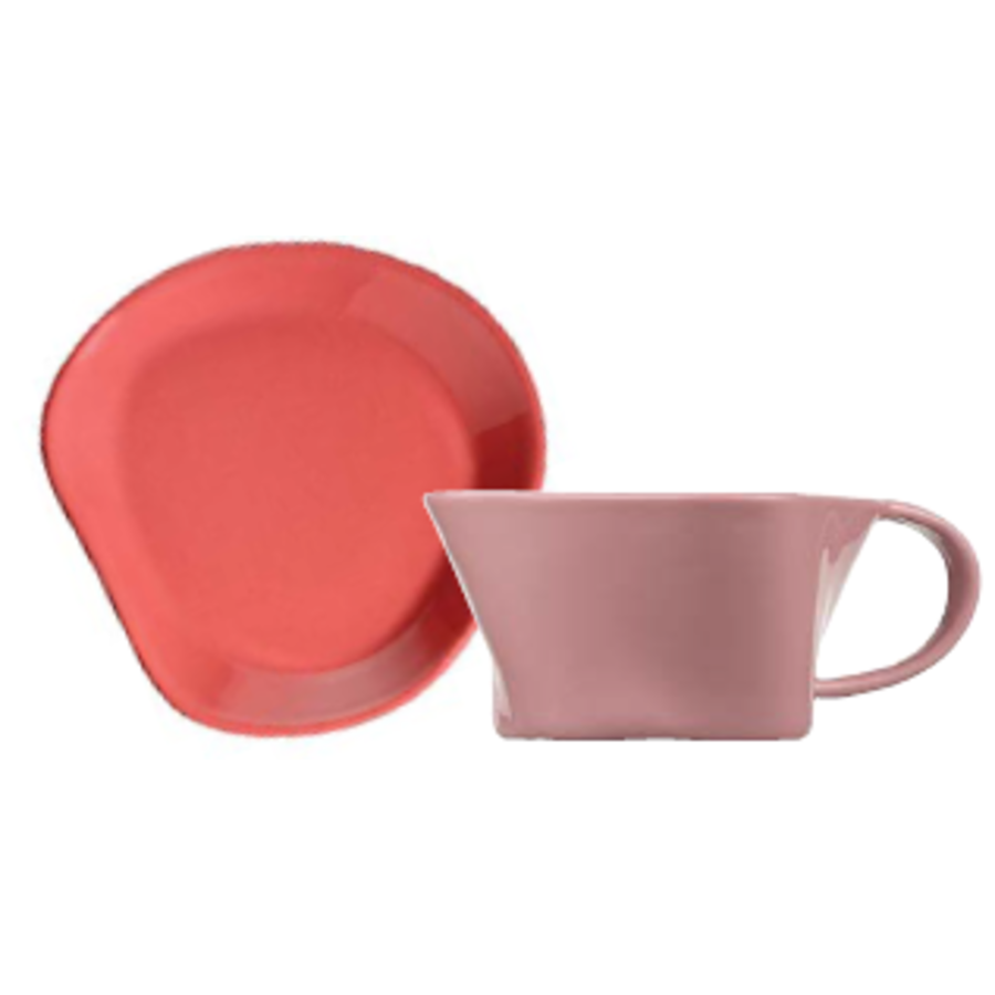 Skallop Sup & Saucer Pink