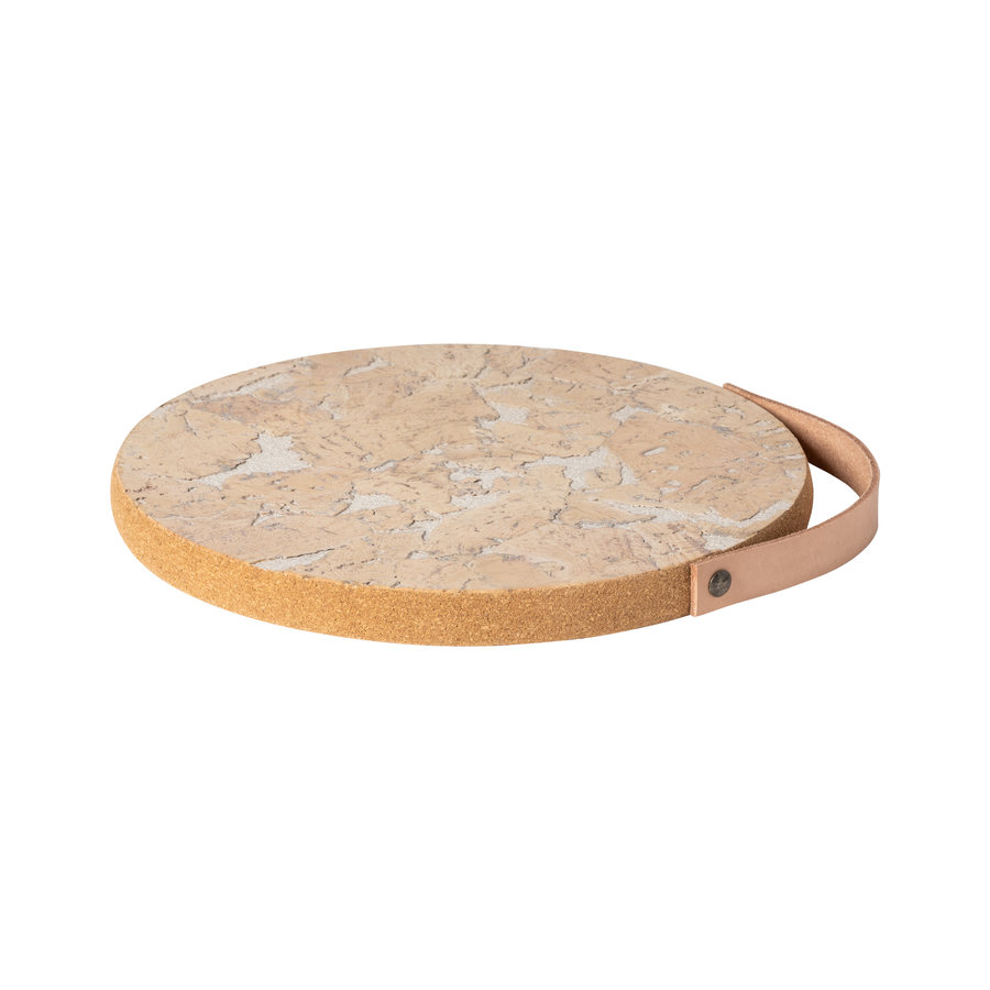 Coaster 25 with handle Cork white natural