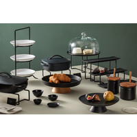 Plateau w/ wood stand 32cm Boutique collection Black