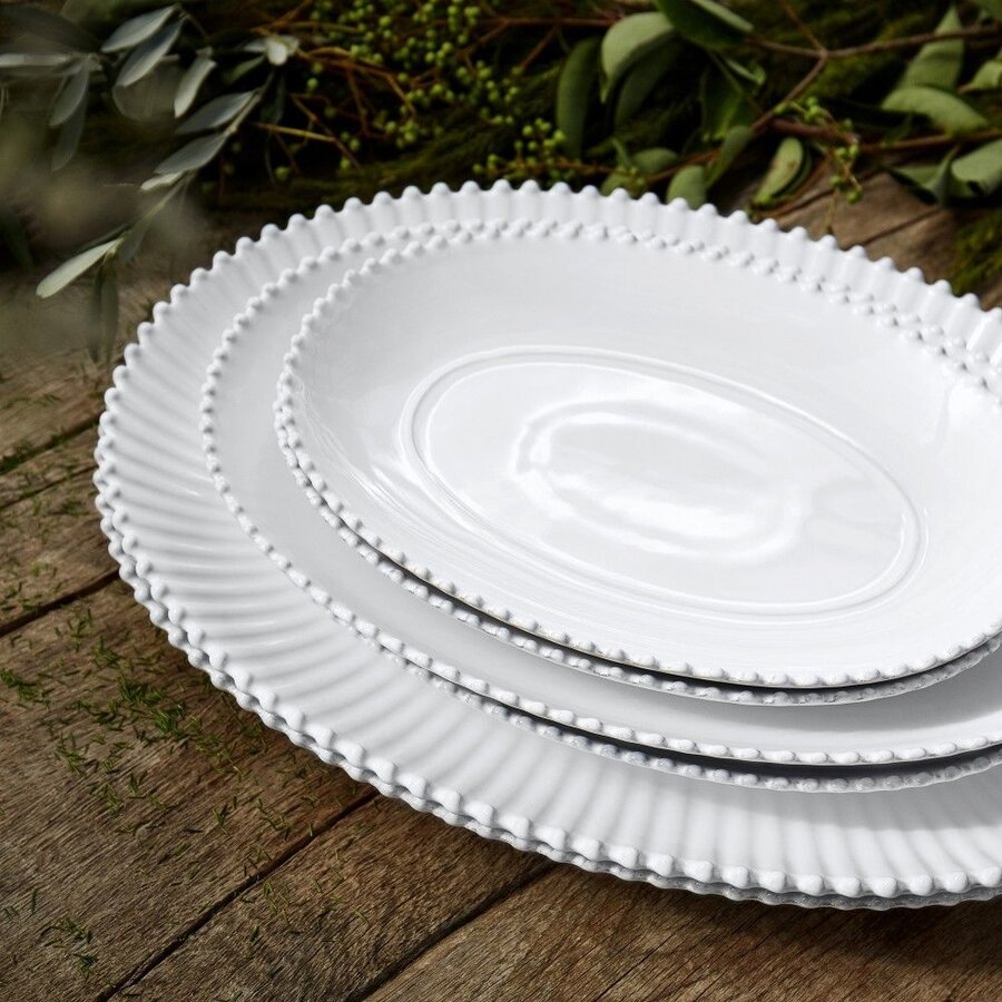 Oval platter 50cm Pearl white