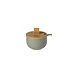 Sugar Bowl with Spoon and Wood Lid Green Sugar Bowl with Spoon and Wood Lid Green