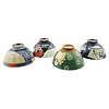 Gift Set 4 Rice Bowls 12 cm Animals Colored
