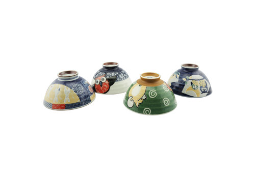  Gift Set 4 Rice Bowls 12 cm Animals Colored 