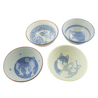 Gift Set 4 Rice Bowls 12 cm Animals Colored