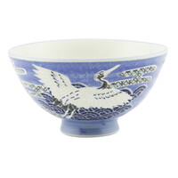 Japanese Rice Bowl 12 cm Crane Light Blue