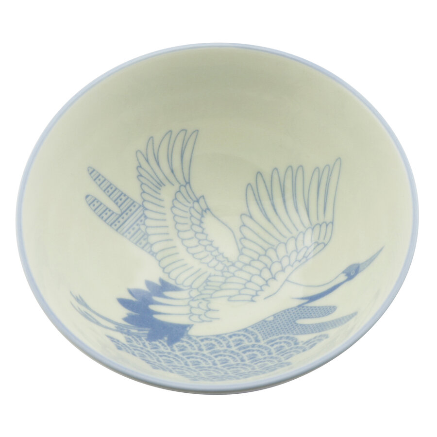 Japanese Rice Bowl 12 cm Crane Light Blue