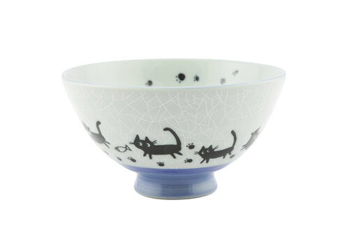  Japanese Rice Bowl 12 cm Black Cat 