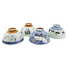 Gift Set 4 Rice Bowls 12 cm Animals Blue-White