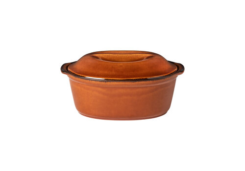  Ovale Schaal Met Deksel 25 cm Poterie Caramel 