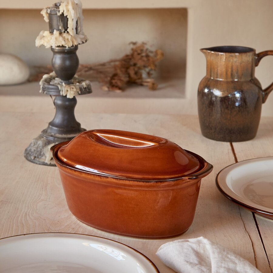 Oval Dish With Lid 25 cm Poterie Caramel