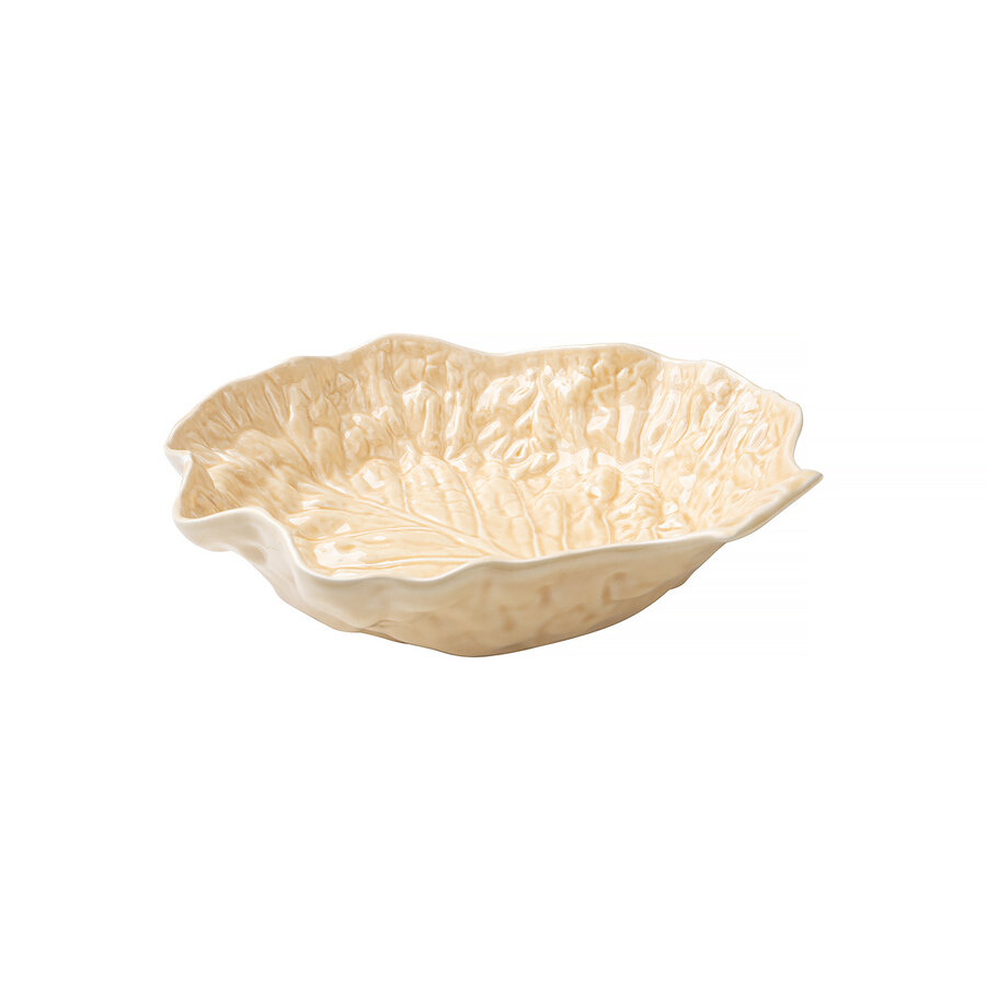 Large Deep Lettuce Leaf Bowl 32 x 32 cm Beige