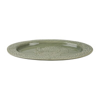 Ovale schaal kalkoen 48x36x4cm Mosgroen