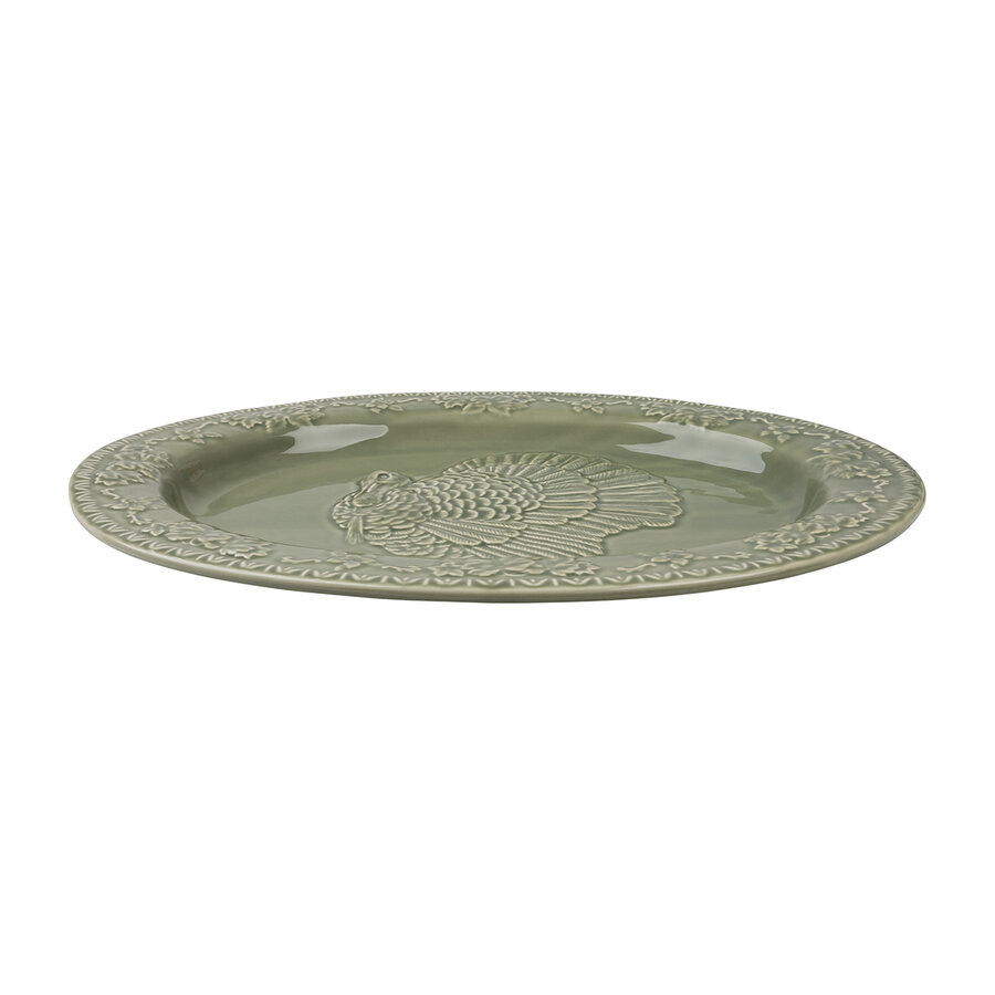 Ovale schaal kalkoen 48x36x4cm Mosgroen