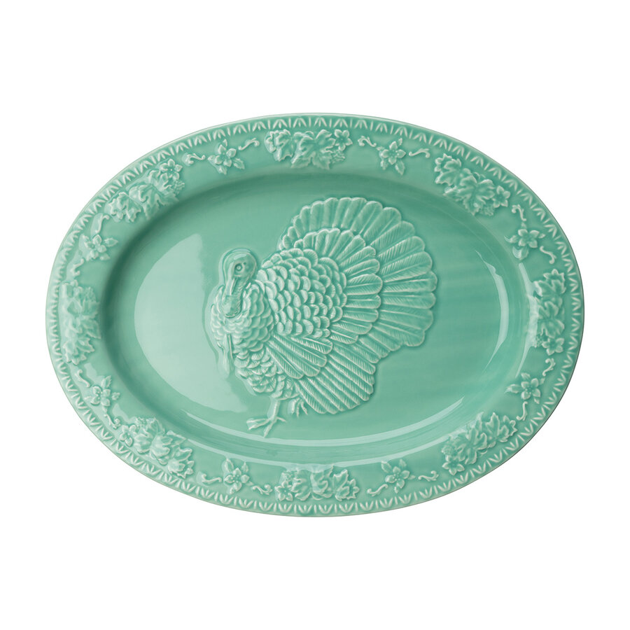 Ovale schaal kalkoen 48x36x4cm Azur