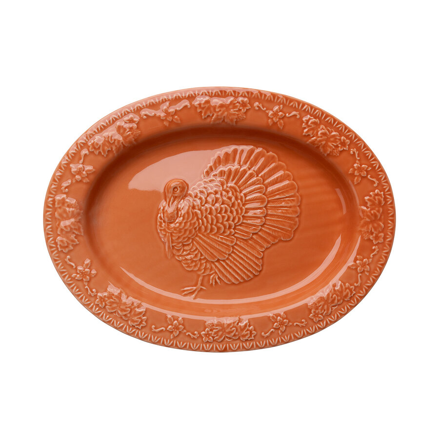 Ovale schaal kalkoen 48x36x4cm Zalm