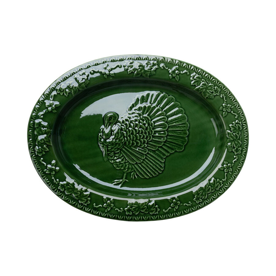 Ovale schaal kalkoen 48x36x4cm Groen