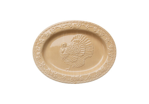  Ovale schaal kalkoen 48x36x4cm Beige 