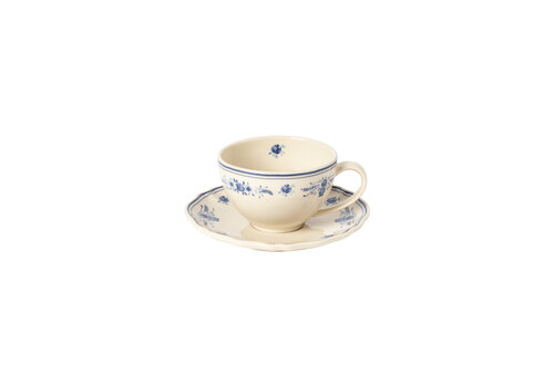  Teacup & saucer 26cl Vila creme-blue 