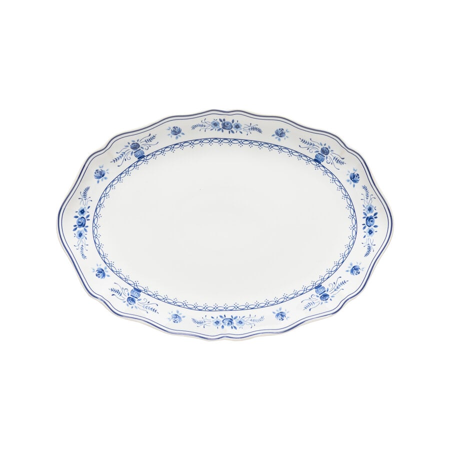 Oval dish 32cm Vila white-blue