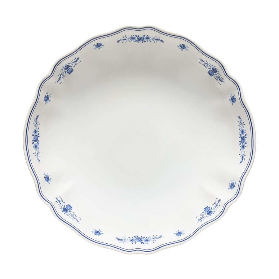 Ronde schaal 34 cm VILA wit-blauw