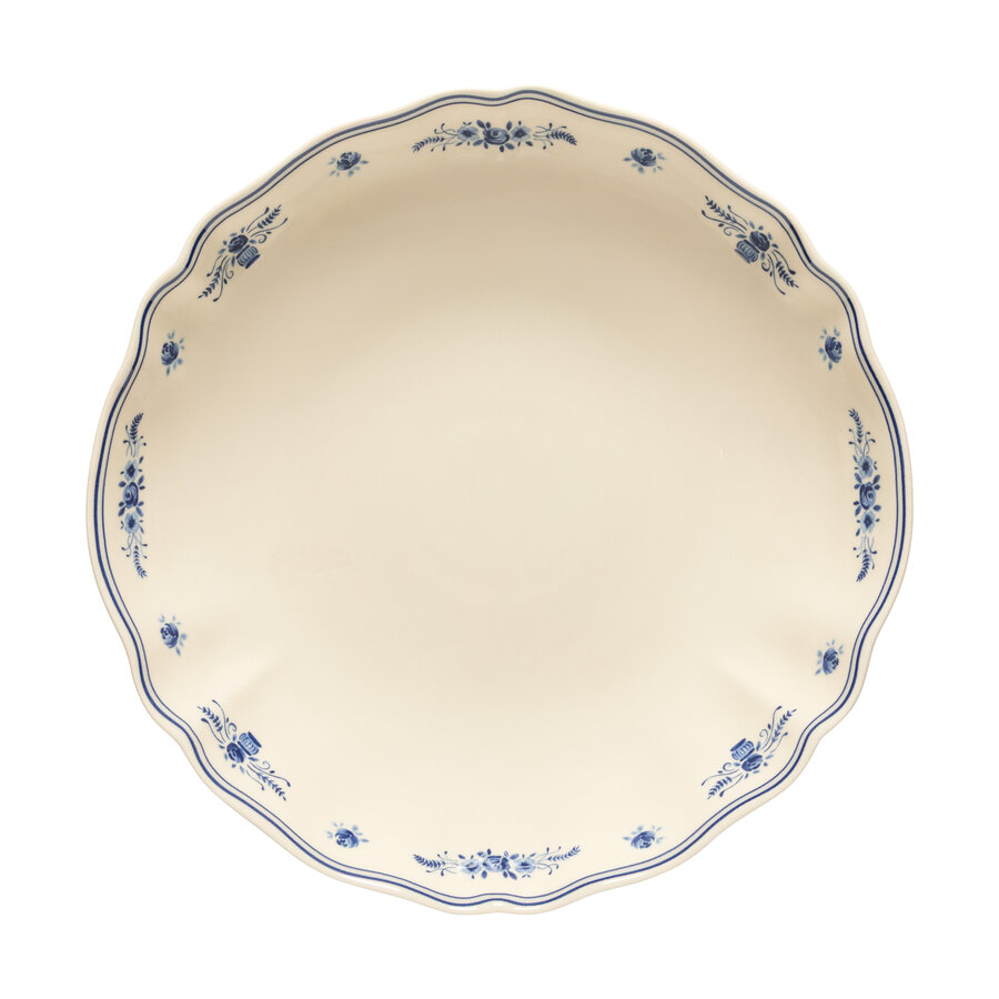 Ronde schaal 34 cm VILA creme-blauw