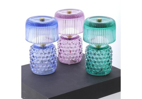  Glazen lampje 17x10 groen en blauw en paars ass 