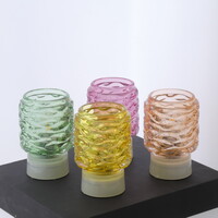 Glazen lampje 13x9cm in groen geel roze en fuxia ass