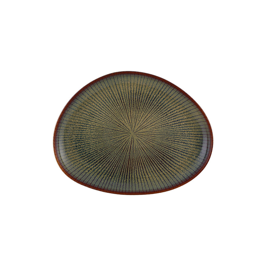 Serveerschaal driehoekig 30x23cm Shangri-la donker