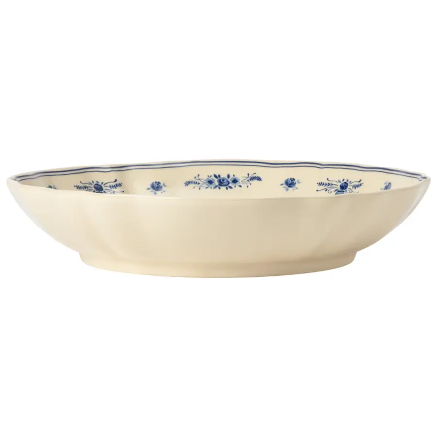Ronde schaal 34 cm VILA creme-blauw