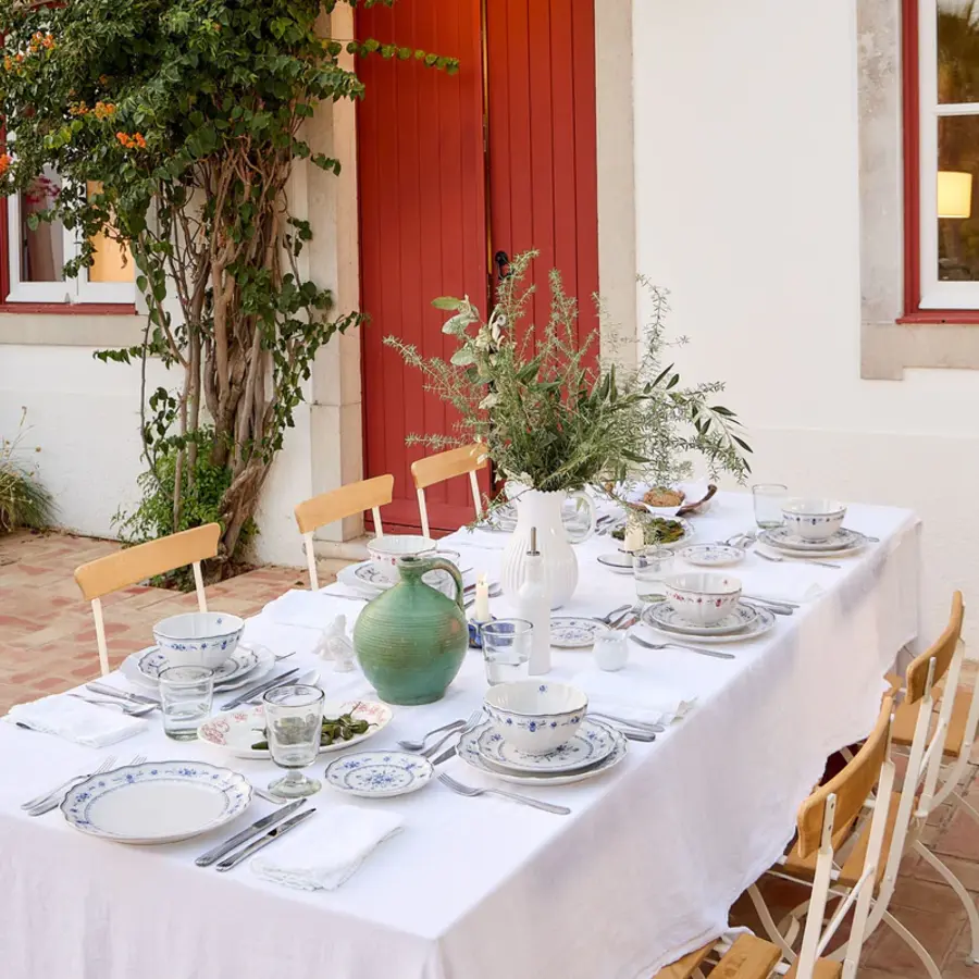 Ovale schaal 40 cm VILA wit-blauw