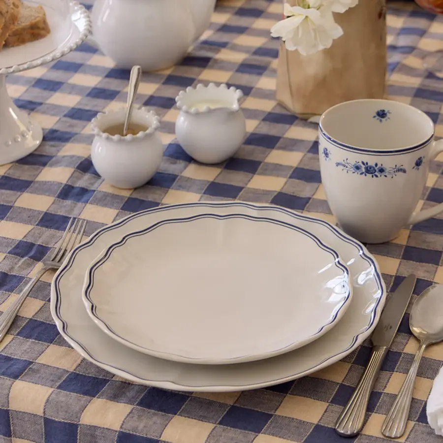 Dinerbord 27cm Vila wit-blauw rand