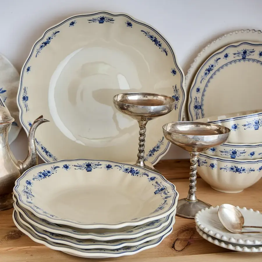 Pastaplate 25cm Vila creme-blue