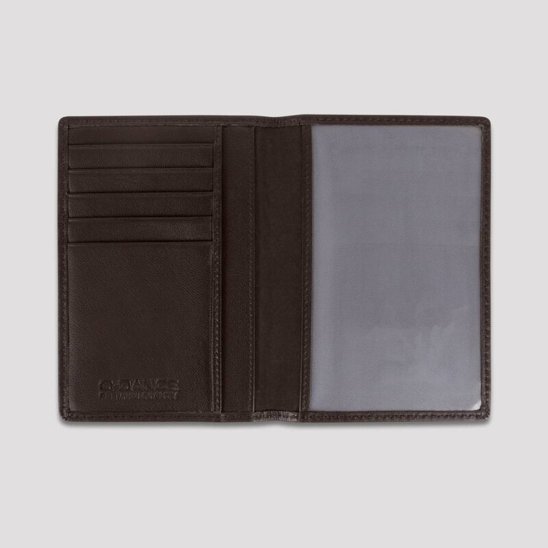 Q-DANCE PASSPORT COVER LEATHER BROWN
