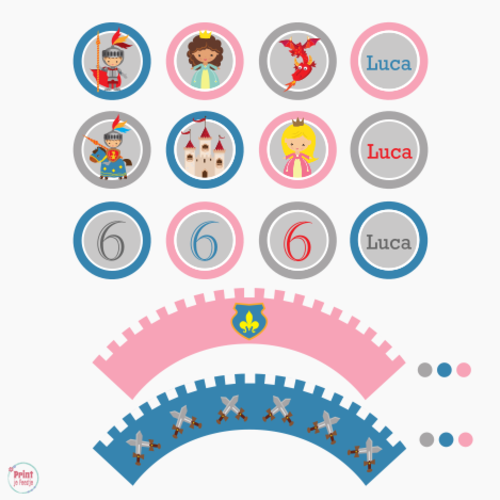 Cupcake Toppers en Wrappers Ridders en Prinsessen Cupcake Toppers en Wrappers Ridders en Prinsessen