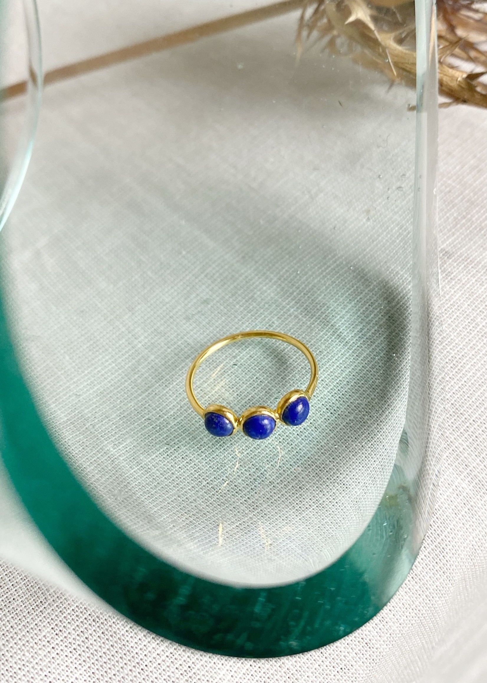 Ring met 3 stenen - Lapis Lazuli