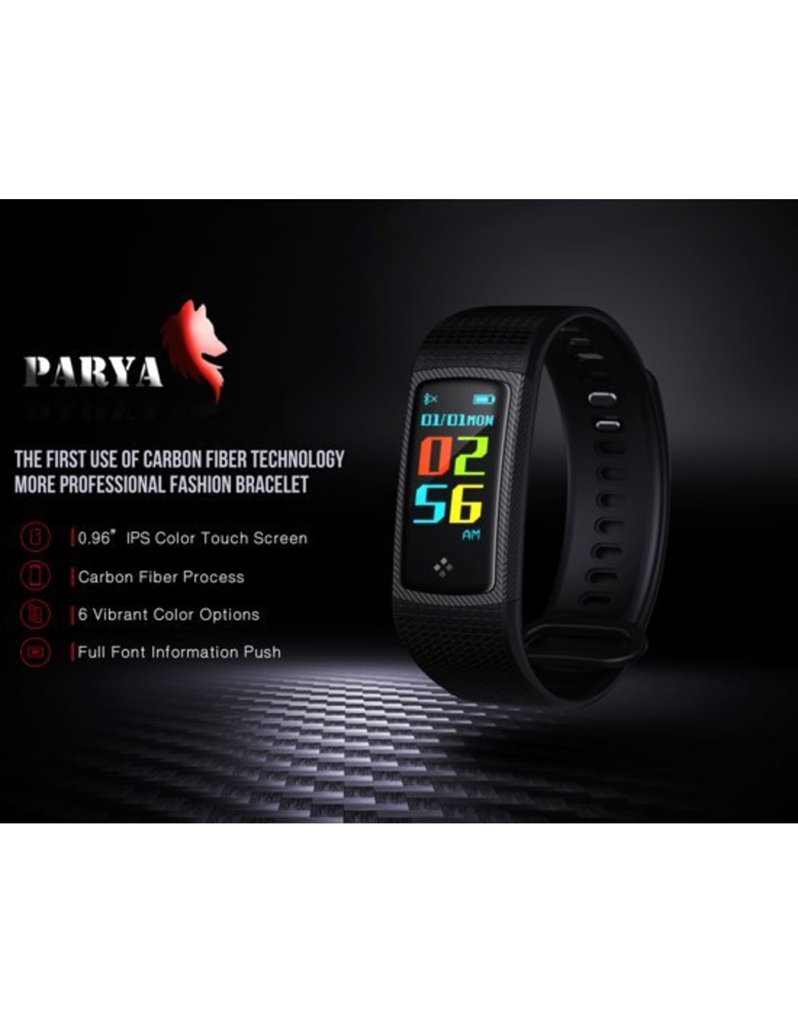 Parya Official Parya activity tracker 2.0 - Zwart