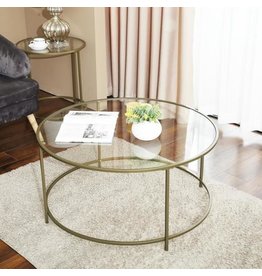 Coffee Table - Iron - Golden Frame - Ø90 cm