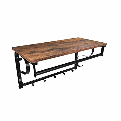 Parya Home - Kleiderständer - 5 Haken - Metall/Holz - Dunkelbraun