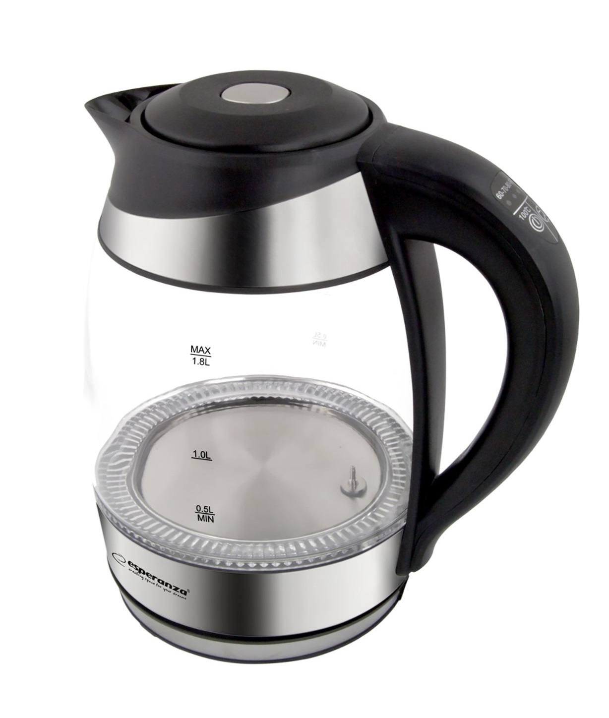 Esperanza - Glazen Waterkoker - 1,7 Liter - Zwart - 2200W Esperanza - Glazen Waterkoker - 1,7 Liter - Zwart - 2200W