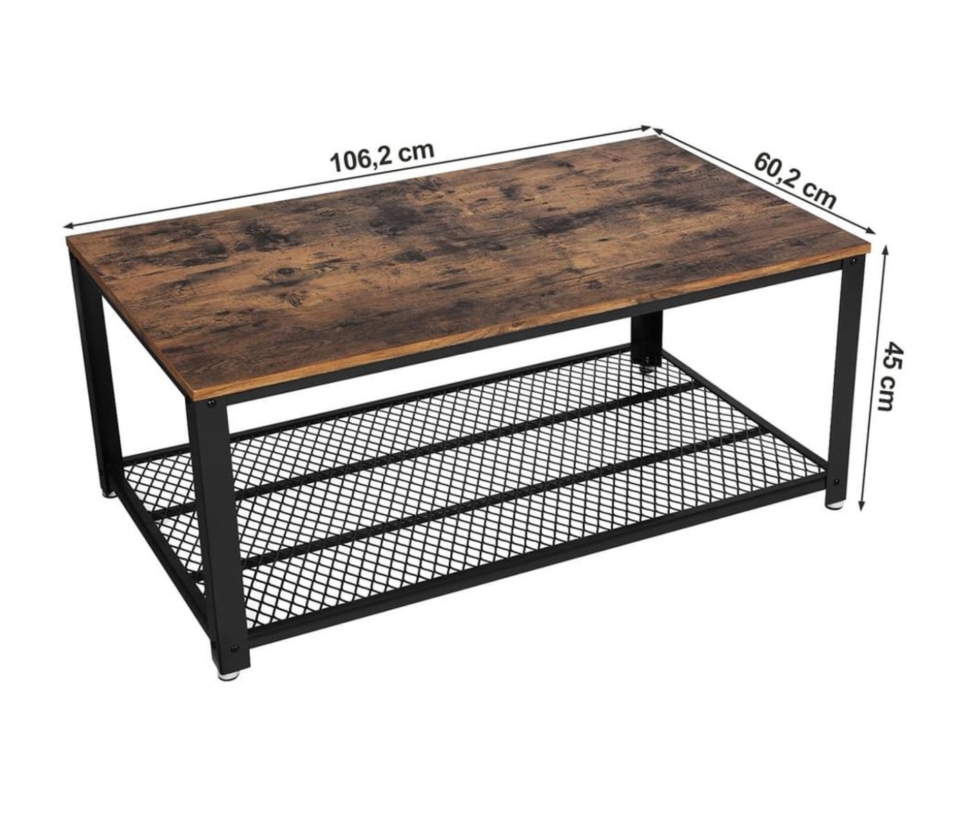 Parya Home - Vintage Couchtisch - Metall/Holz