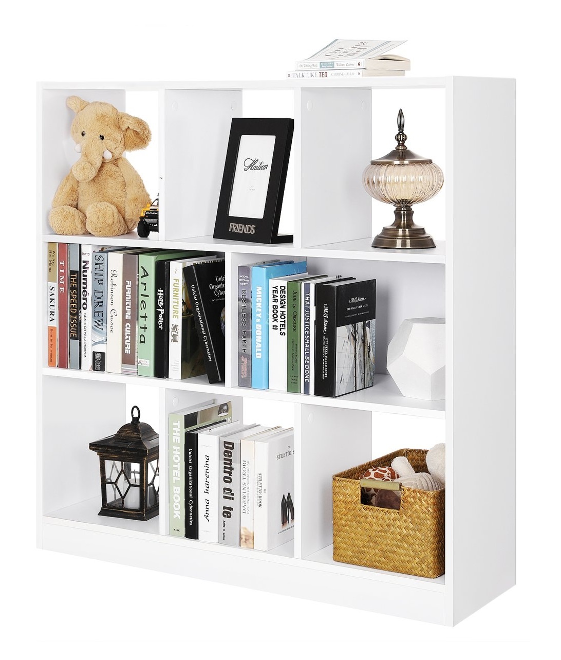 Parya Home - Bücherregal - weiß - 8 Fächer - inkl. Wandhaken