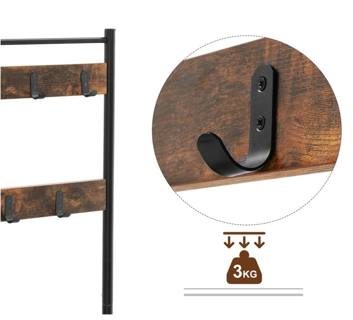 Parya Home - Garderoberek Met Schoenenrek - 9 haken - Industrieel