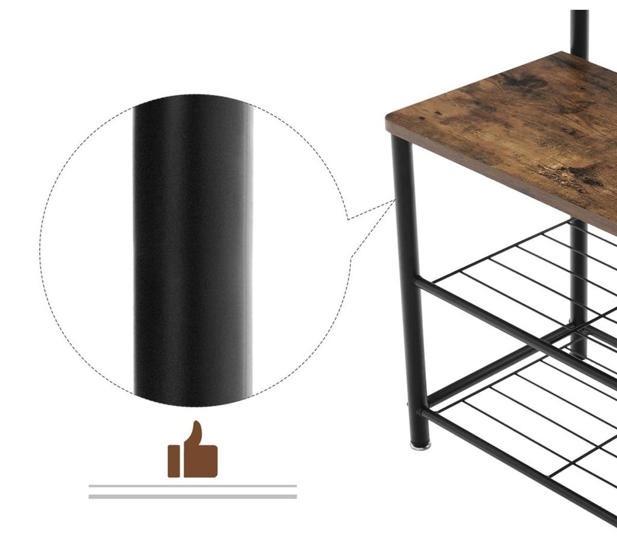 Parya Home - Garderoberek Met Schoenenrek - 9 haken - Industrieel