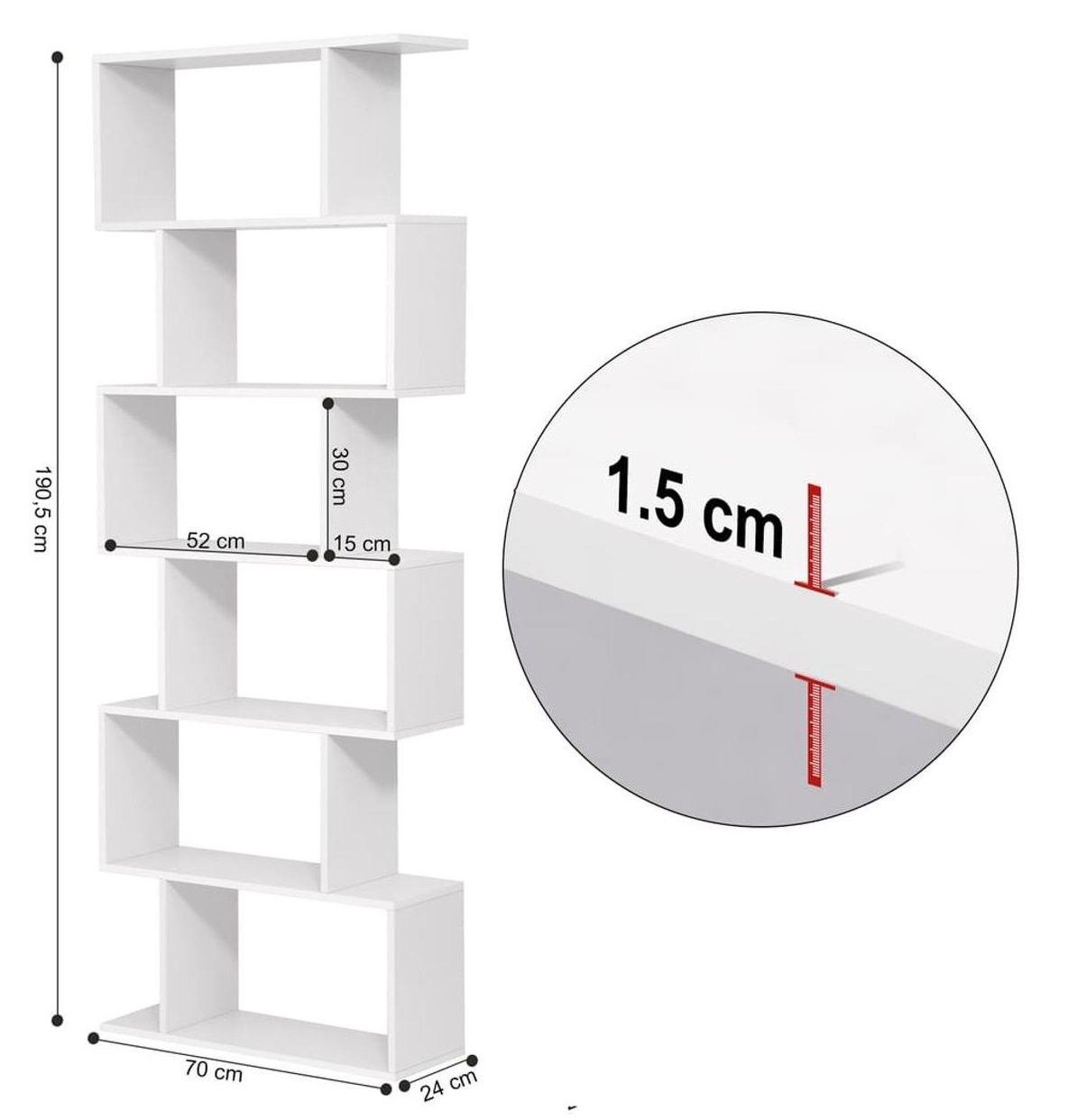 Parya Home - Boekenkast - Hout - 6 Etages